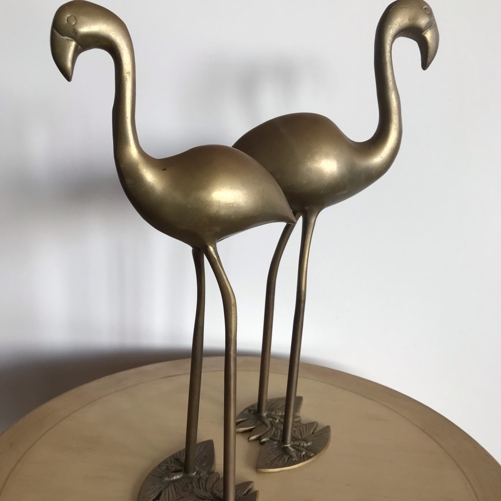 Vintage Brass Flamingo Statue Pair - Picture 7 of 7
